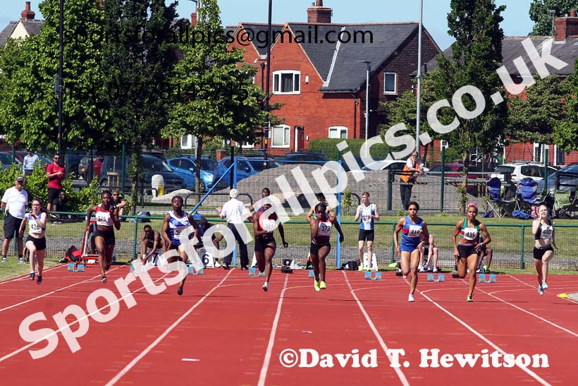 Womens under-20s 100 metres, 2021 Northern Senior and Under-20s Champs., Leigh. Photo: David T. Hewitson/Sports for All Pics